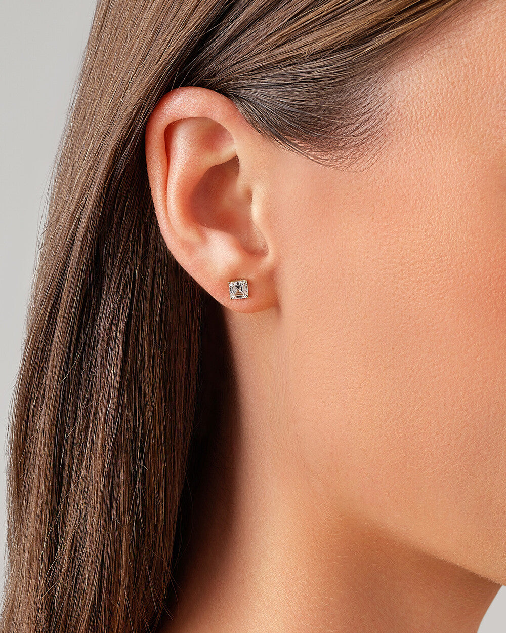 1.00 Carat Asscher Cut Solitaire Lab-Grown Diamond Stud Earrings in 14k Yellow Gold