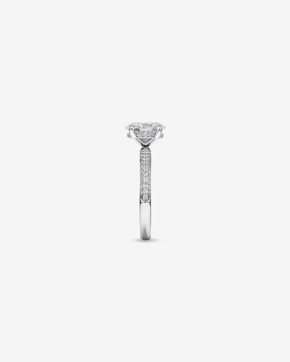 2.10 Carat Oval Cut Lab-Grown Diamond Solitaire Side Accent Engagement Ring in 14k White Gold