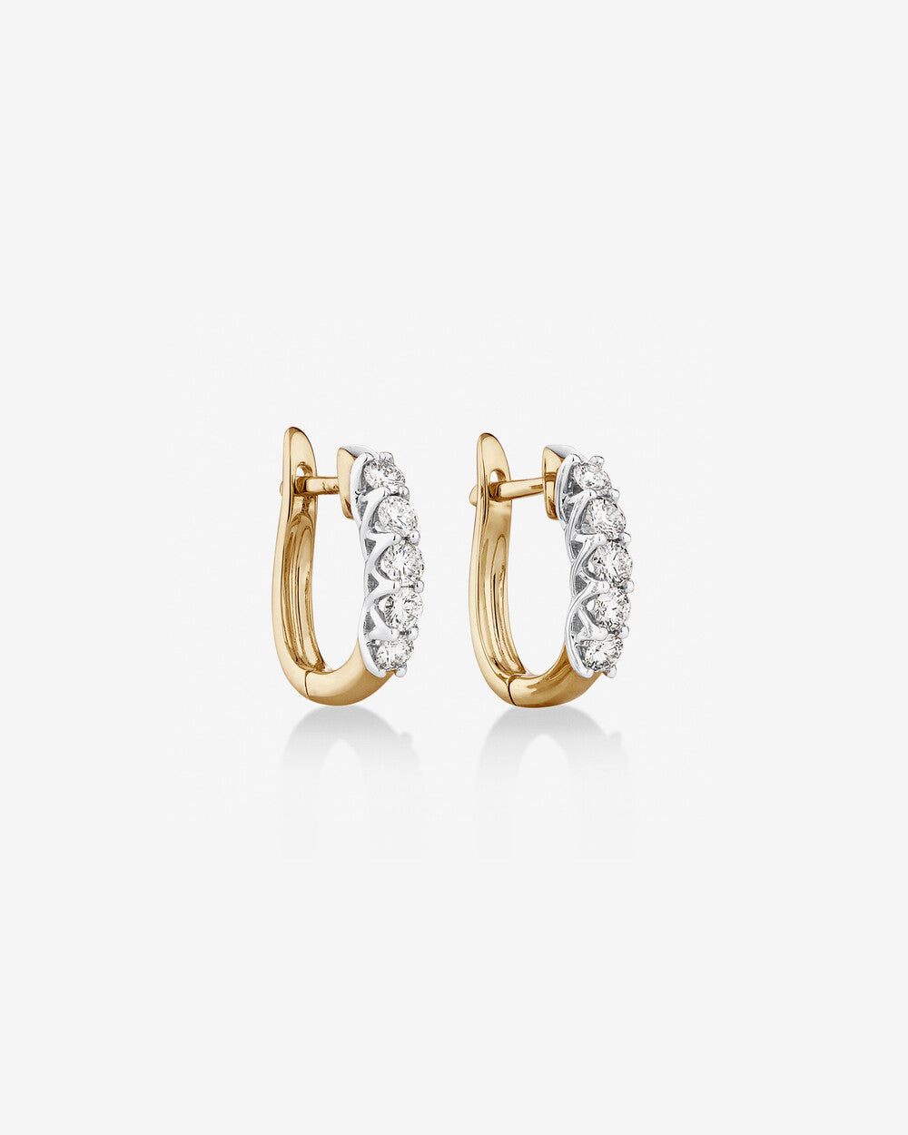 Hoop Earrings with 0.50 Carat of Lab Grown Diamonds in 14k Yellow & White Gold