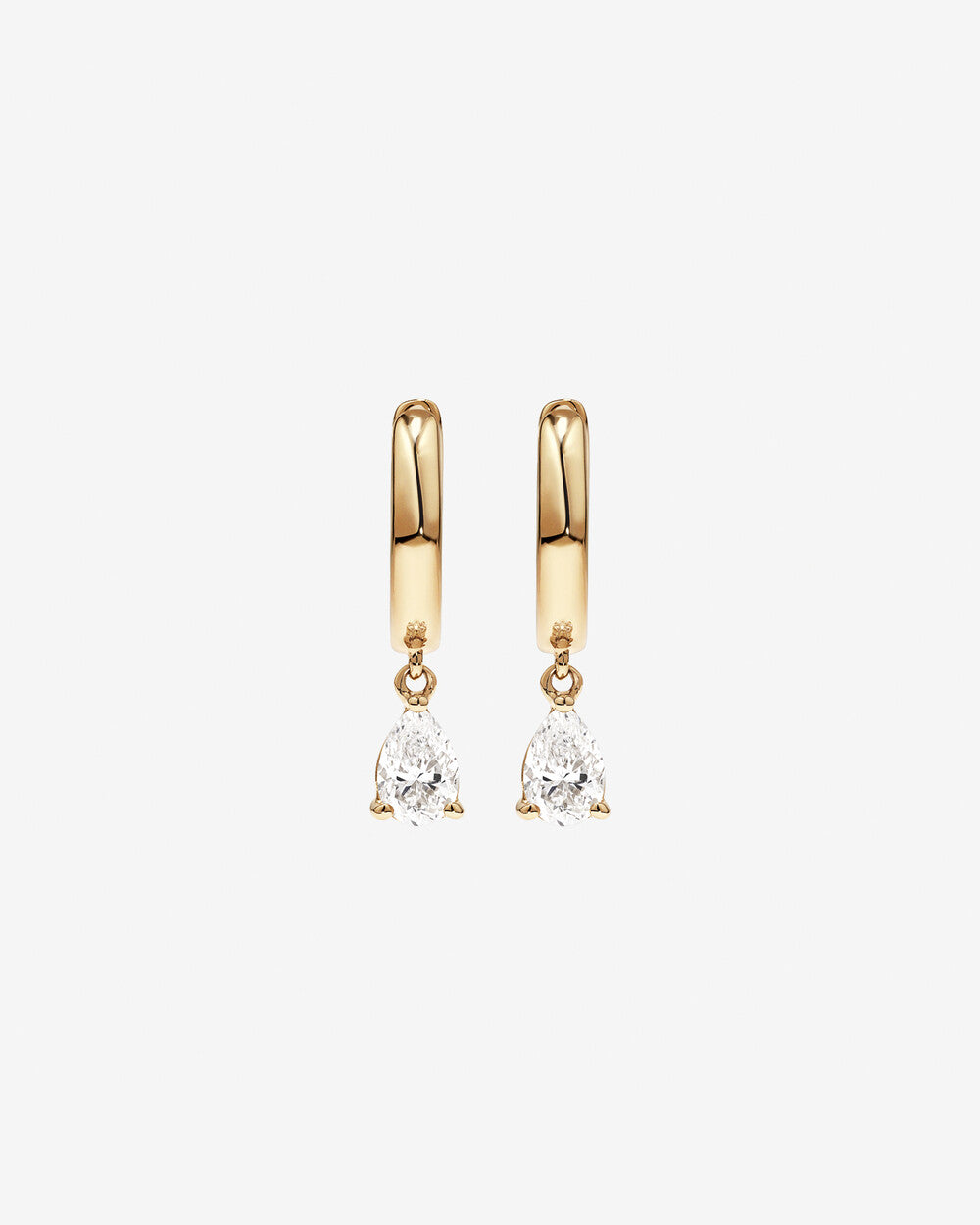 1.00 Carat TW Pear Cut Lab Grown Diamond Drop Sleeper Earrings in 14kt Gold