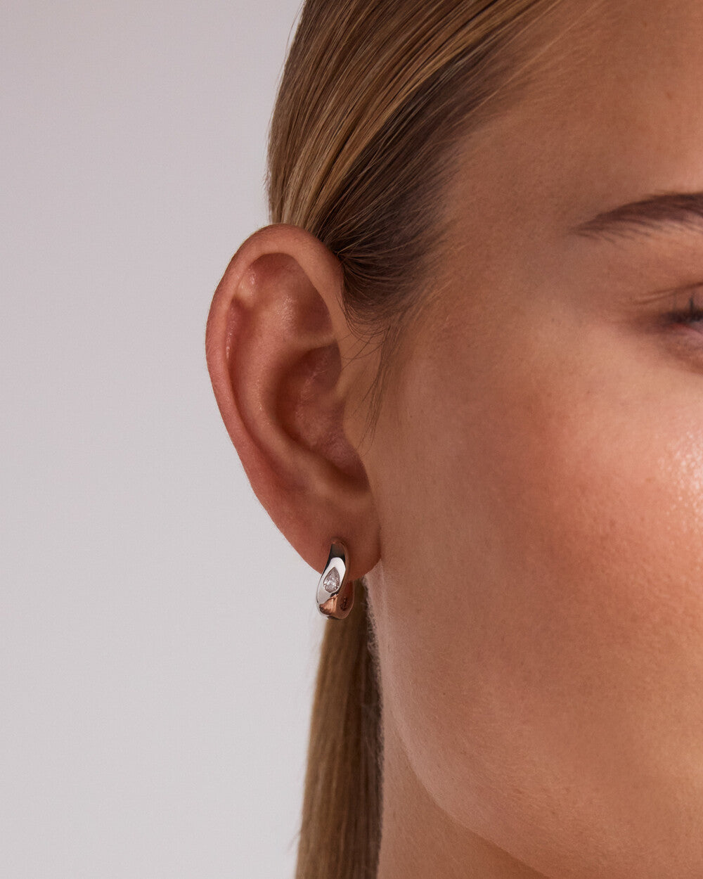 0.30 Carat TW Lab Grown Pear Diamond Hoop Earrings in Sterling Silver