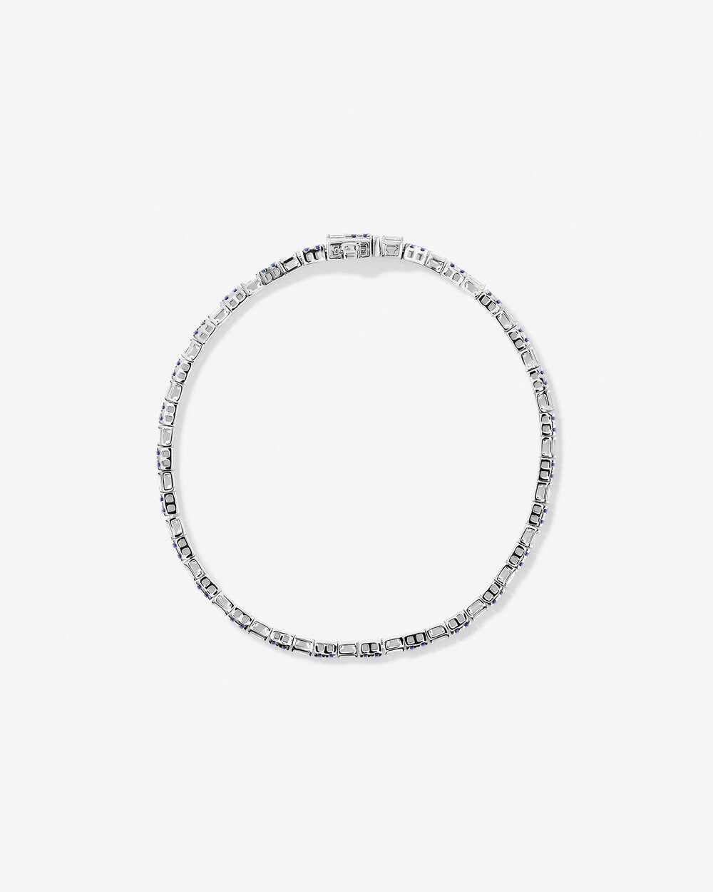 Sapphire & Lab Diamond Dot Tennis Bracelet with 0.69 Carat TW in 10kt White Gold