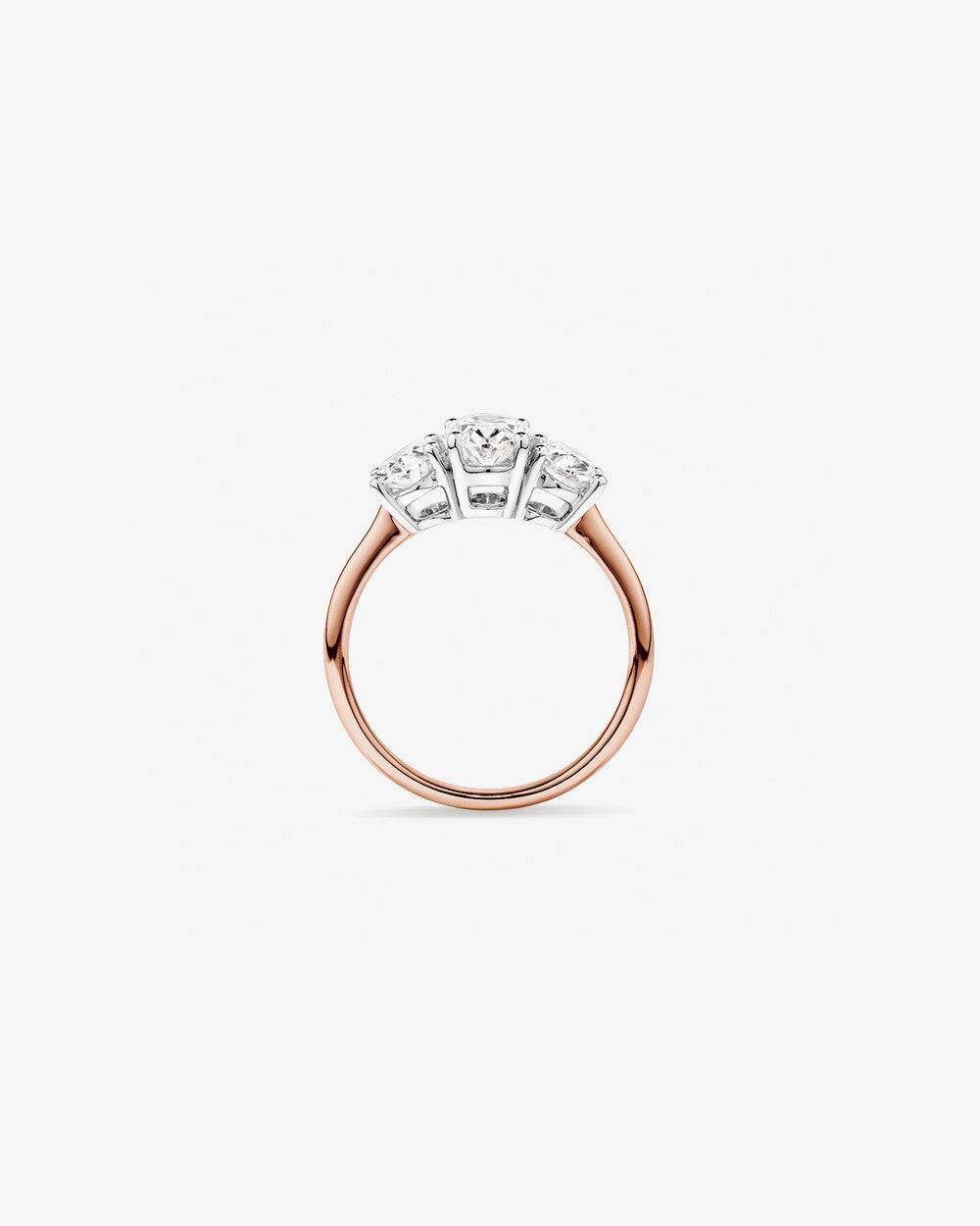 2 Carat Three Stone Oval Lab-Grown Diamond Engagement Ring In 14k Rose and White Gold