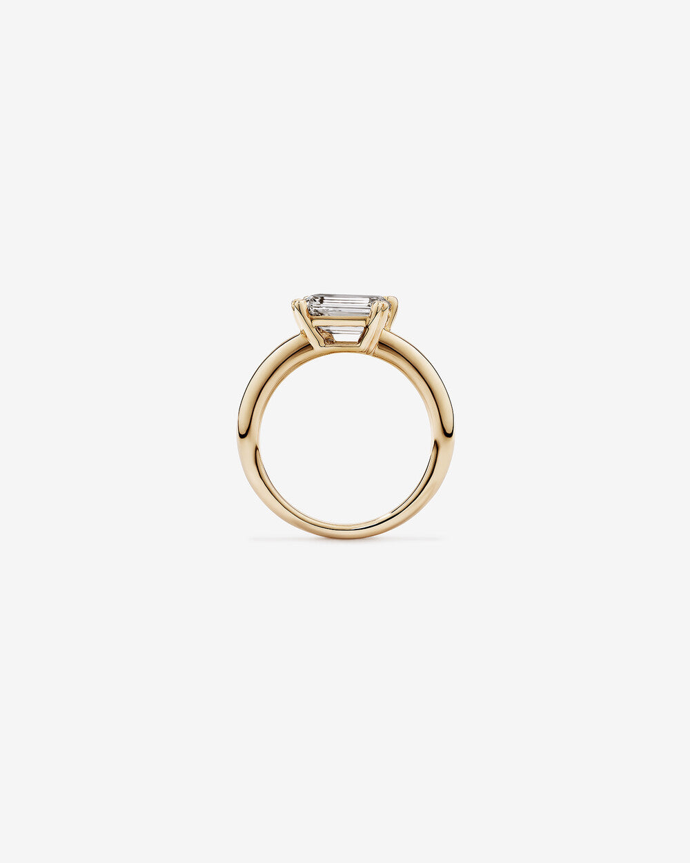 2.50 Carat Emerald Cut Lab-Grown Diamond Offset East West Engagement Ring in 14kt Yellow Gold