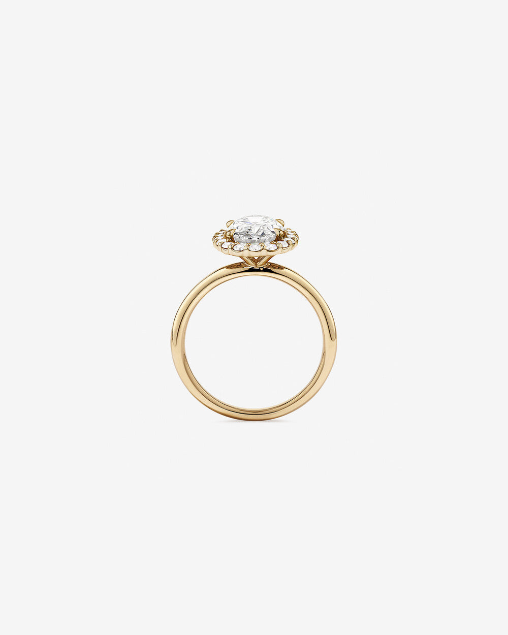 2.50 Carat TW Oval Cut Lab-Grown Diamond Halo Engagement Ring in 14kt Yellow Gold