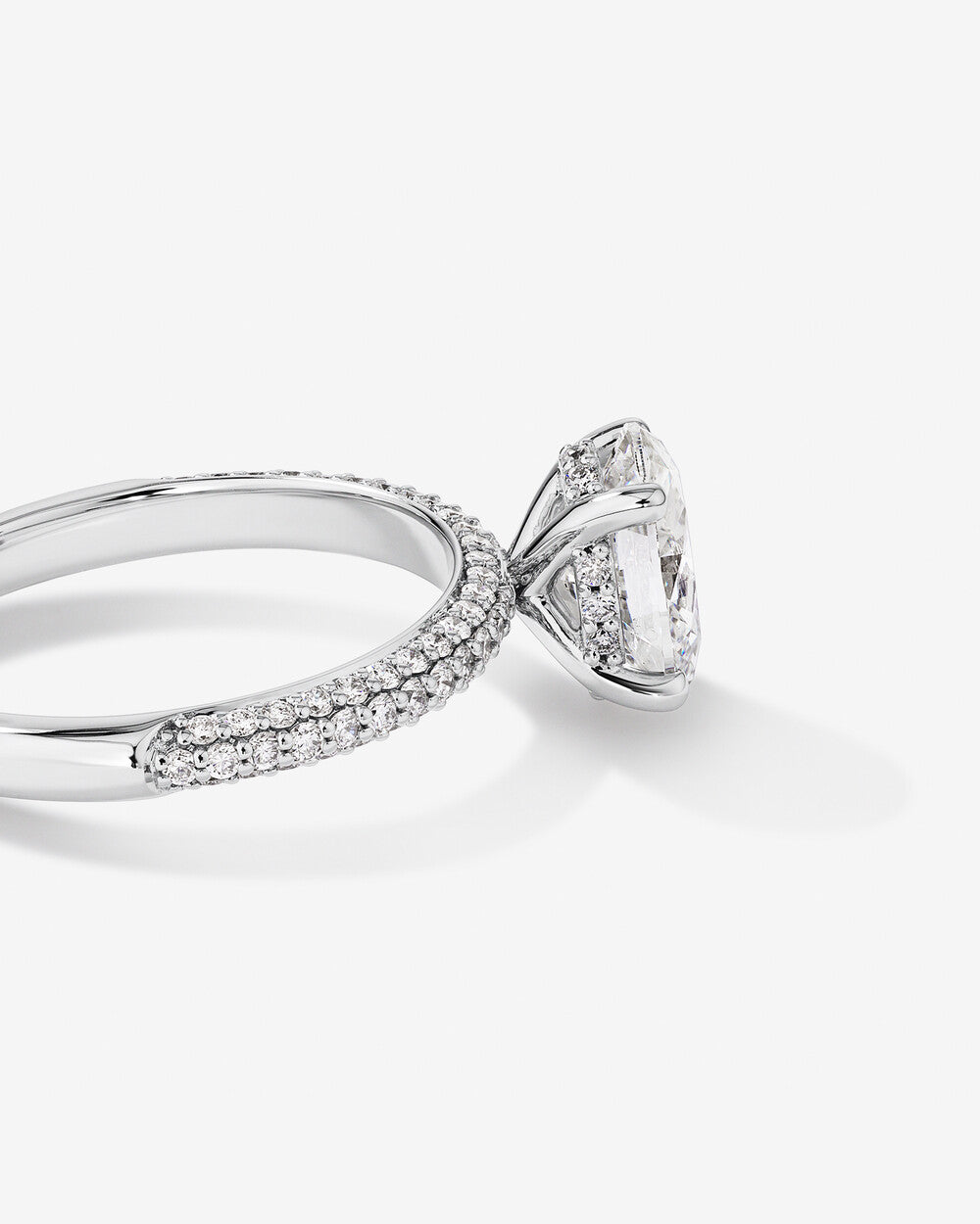 2.10 Carat Oval Cut Lab-Grown Diamond Solitaire Side Accent Engagement Ring in 14k White Gold