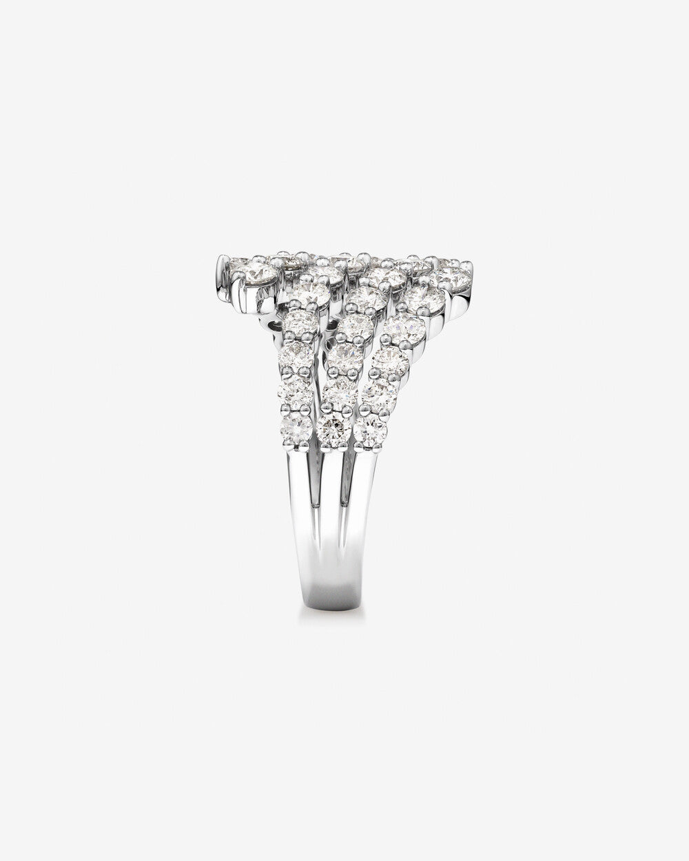 Fan Bypass Ring with 1.90 Carat TW Lab Grown Diamonds in 14k Gold